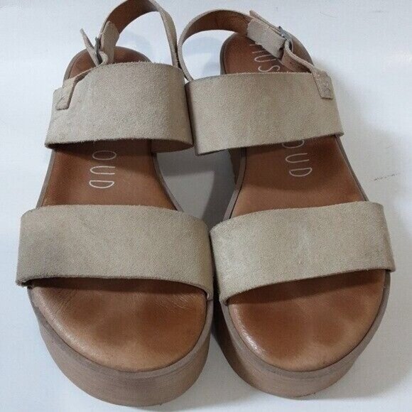 Musse & Cloud anthropologie women suede Casual Platform Sandals 40 tan y2k goth - Picture 4 of 10